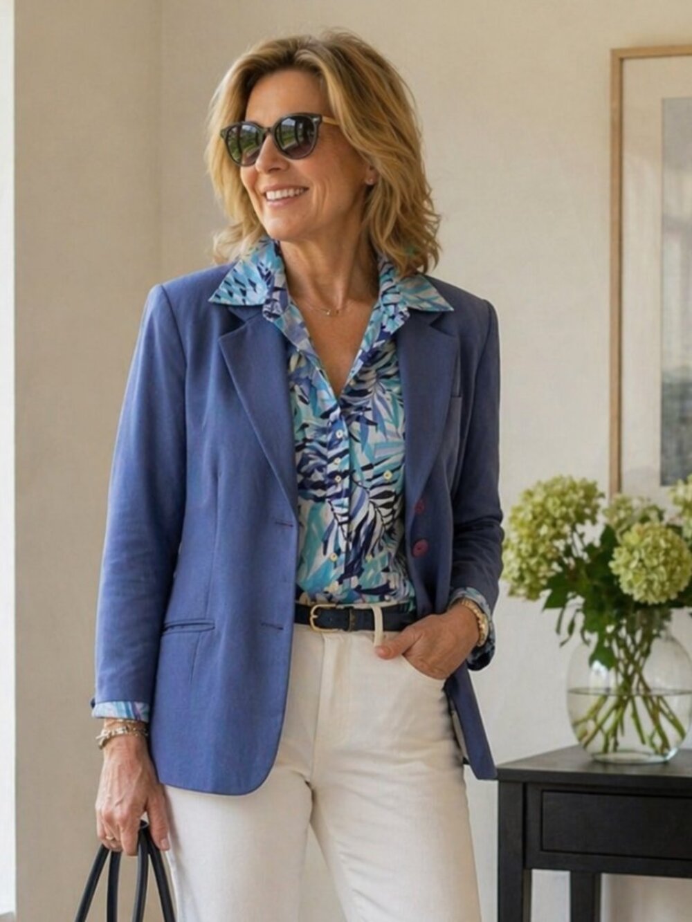 Principles Blue Tailored Work Blazer Modal Blend